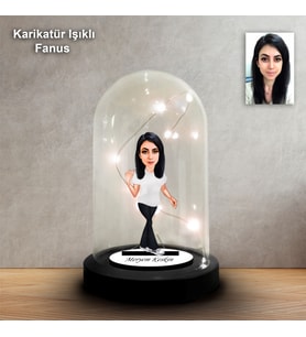 KİŞİYE ÖZEL KADIN TASARIMLI IŞIKLI KARİKATÜR FANUS BİBLO FN184