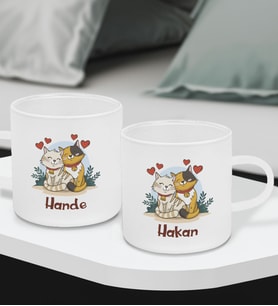 BK Gift Kişiye Özel Sevgili Temalı 2’li Buzlu Cam Türk Kahvesi Fincanı-7, Sevgiliye Hediye, Arkadaşa Hediye, Anneye Hediye, Ofis Hesiyesi
