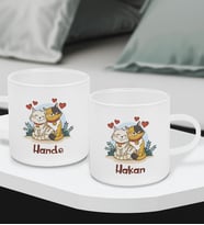 BK Gift Kişiye Özel Sevgili Temalı 2’li Buzlu Cam Türk Kahvesi Fincanı-7, Sevgiliye Hediye, Arkadaşa Hediye, Anneye Hediye, Ofis Hesiyesi