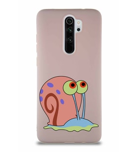 Xiaomi Redmi Note 8 Pro Soft Premier Kapak Salyangoz Gary Tasarımlı Silikon Kılıf - Pudra (Şeffaf)