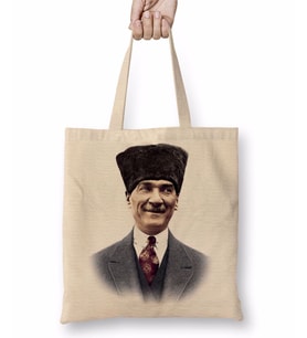 Mustafa Kemal Atatürk 06 Bez Çanta Uzun Saplı