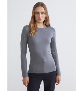 LCW EVERYDAY Gri Taşlı Soft Touch Kadın Tişört