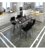 Knsz masa sandalye takımı hem75mazlum grisyh 130*070 klçsm 4 sandalye syhsyh kolçaklı sırt minderli