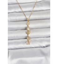 Periboia 316L Çelik Gold Renk Şans Kolyesi Y Model Zirkon Taşlı Kadın Kolye - TJ-BKO11050