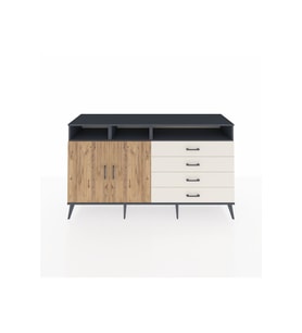 Kronos Konsol 5 Raflı 4 Çekmeceli 2 Kapaklı 176x59x99 Antrasit-Çam/Aytaşı