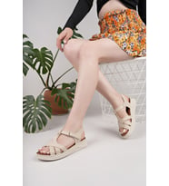 Nesil Shoes Bell 25151 Bej Anatomik Kadın Sandalet