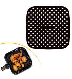 Renkli Isıya Dayanıklı Yıkanılabilir Silikon Fırın Ve Airfryer Kare Pişirme Matı 21,5 Cm