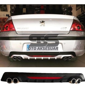 Peugeot 407 Difüzör Arka Tampon Eki 4 Egzoz Çıkışlı Siyah Reflektörlü
