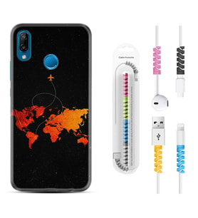 Huawei P20 Lite Mate 10 20 Lite Pro P40 Lite KılıfKablo Koruma Spiral Silikon İz Bırakan Uçak 1778