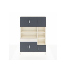 Arges Dolap 10 Raflı Tek Çekmeceli 6 Kapaklı 132x30x195 Aytaşı-Antrasit/Aytaşı