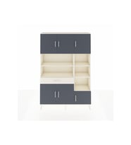Arges Dolap 10 Raflı Tek Çekmeceli 6 Kapaklı 132x30x195 Aytaşı-Antrasit/Aytaşı