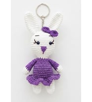 Maskot Uzun Kulak Tavşan Amigurumi Organik Anahtarlık Oyuncak