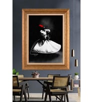 Altın Varaklı  Çerçeveli Paspartulu Tablo ndd1080 (Gold)
