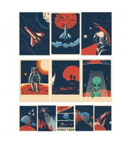 Uzay Poster Sticker Set 9 Parça Telefon, Tablet, Defter, Laptop Sticker