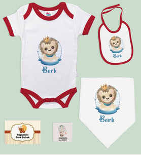 BK Kids Kişiye Özel İsimli 5 Parça Kırmızı Bebek Body Zıbın ve Battaniye Hediye Seti, Yeni Doğan Bebek Giyim Hediyesi-5