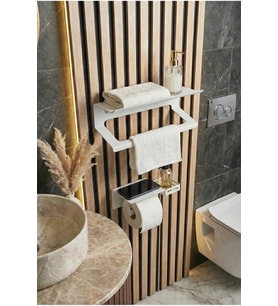 Paslanamaz Metal Havluluk & Wc Kağıtlık Set