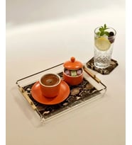 Snake Tray -S- Yılan Desenli Dekorasyon ve Sunum Tepsisi (KAHVE YILAN)