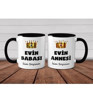 Anne Babaya Hediye - Evin Babası - Evin Annesi Kupası - Beyaz Siyah (Beyaz-Siyah)