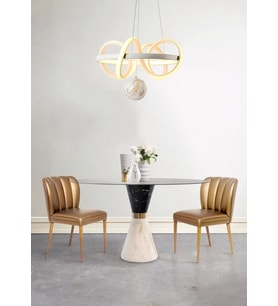 TT003TPL-BY TT Aydınlatma Sarmal Modeli Mat Beyaz Mermer Desen Toplu Led Avize (Beyaz)