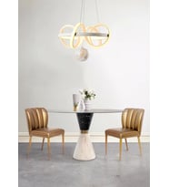 TT003TPL-BY TT Aydınlatma Sarmal Modeli Mat Beyaz Mermer Desen Toplu Led Avize (Beyaz)