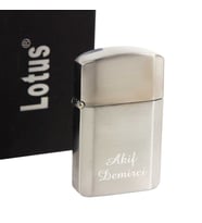 Kişiye Özel Lotus Marka Benzinli Çakmak ve Benzin Seti Mat Gümüş