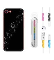 Apple iPhone 5 6 7 8 Plus Se XR Kılıf Kablo Koruma Spiral Silikon Planet 1620