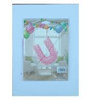 U Harf Pembe Kalp Desenli Folyo Balon 26" inç 65 cm parti, doğum 