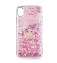 Uyumlu Model Apple iPhone XR 6.1 Kılıf İçi Sıvılı Yüzüklü Kapak (Pembe)