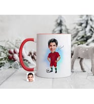 Bk Gift Kişiye Özel Futbolcu Karikatürlü Kırmızı Kupa Bardak-12, Sevgiliye Hediye, Arkadaşa Hediye