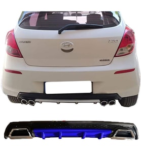 Hyundai i20 Mavi Difüzör Çiftli Kare Egzoz Görünümlü D Tip Difizör