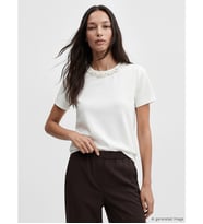 LCW EVERYDAY Beyaz Bisiklet Yaka Taşlı Soft Touch Kadın Tişört
