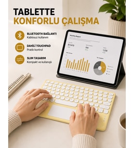 Bluetooth Kablosuz Klye – İnce Slim Model, Tablet ve Akıllı TV Uyumlu, Sessiz Tuşlu Taşınabilir Klye
