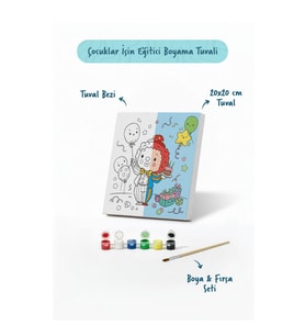 Doğum Günü Palyaçosu Boyama Tuvali – Şövalesiz Boya Seti 20x20