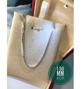 1.5 mm Küp Zincir Gümüş • Işıklı Kutuda Sevgiliye • Eşe • Babaya • Kolye