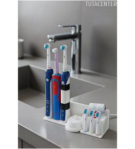 Şarjlı Diş Fırçası Tutucu Stand ( 3 Diş Fırçalık Yuvası - 3 Başlık Yuvası - Diş Macunu Yuvalı )