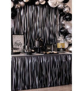 Metalize Mat Gümüş Silver Masa Eteği Fon Süs 270x75 Cm Parti Masa Dekorasyon Süsü