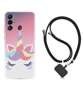 Tecno Pova Neo Kılıf Silikon Boyun Askılı İpli Desenli Silikon Sweety Unicorn 1737