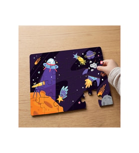 Space - Teleskop - Galaksi Tasarımlı 24 Parça Ahşap Çocuk Puzzle MPK0405