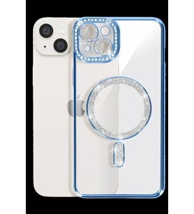 Pilelistore   iPhone 15 Kılıf Joke Simli Magneticsafe Kılıf - Mavi