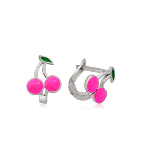 ?Gümüş Pembe Kiraz Çocuk Küpesi CSR2183013