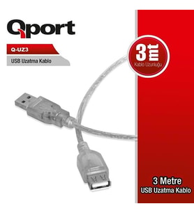 Qport Q-Uz3 Usb 2.0 Usb Uzatma Kablosu 3 Mt