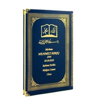 50 ADET - İsim Baskılı Ciltli Yasin Kitabı - Osmanlı Desenli - Orta Boy - 176 Sayfa - Lacivert Renk - Dini Hediyelik