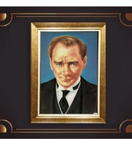 Özel Seri Paspartulu Çerçeveli Atatürk Tablo l55 (Gold)