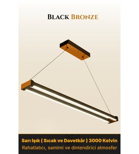 Vega Bronz Lineer LED Sarkıt Avize – Kumandalı Dim Edilebilir – Aşağı Işık