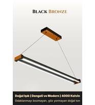 Vega Bronz Lineer LED Sarkıt Avize – Kumandalı Dim Edilebilir – Aşağı Işık