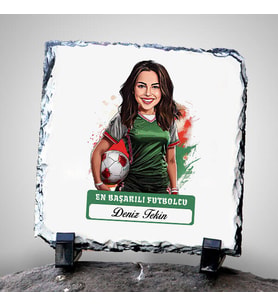Kişiye Özel Hediye Karikatürlü En Başarılı Kadın Futbolcu Dekoratif Taş