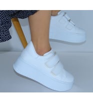 Beyaz Saknuk Çift Bantlı 5 Cm. Topuk Boyu Unisex Spor Ayakkabısı