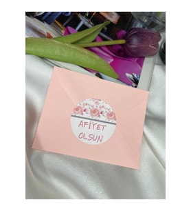 Afiyet Olsun Etiket Çiçekli Model 1 Mat Sticker 4 Cm (40 Adet)