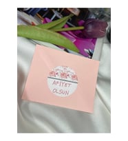 Afiyet Olsun Etiket Çiçekli Model 1 Mat Sticker 4 Cm (40 Adet)