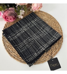 Lop'res Soft Pamuklu Eşarp Siyah Beyaz LDNA1607